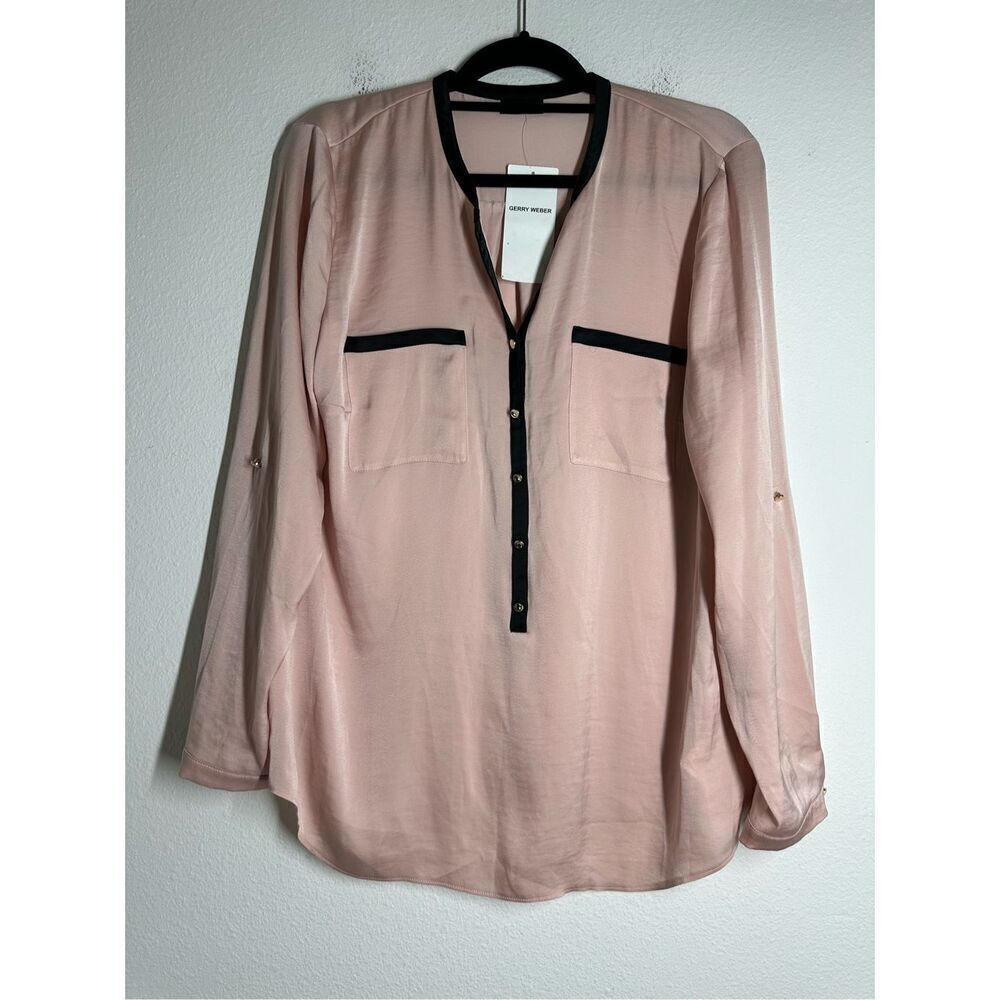 NWT Gerry Weber Bohemian Women’s Blouse Long Sleeve Black Trim Size 12